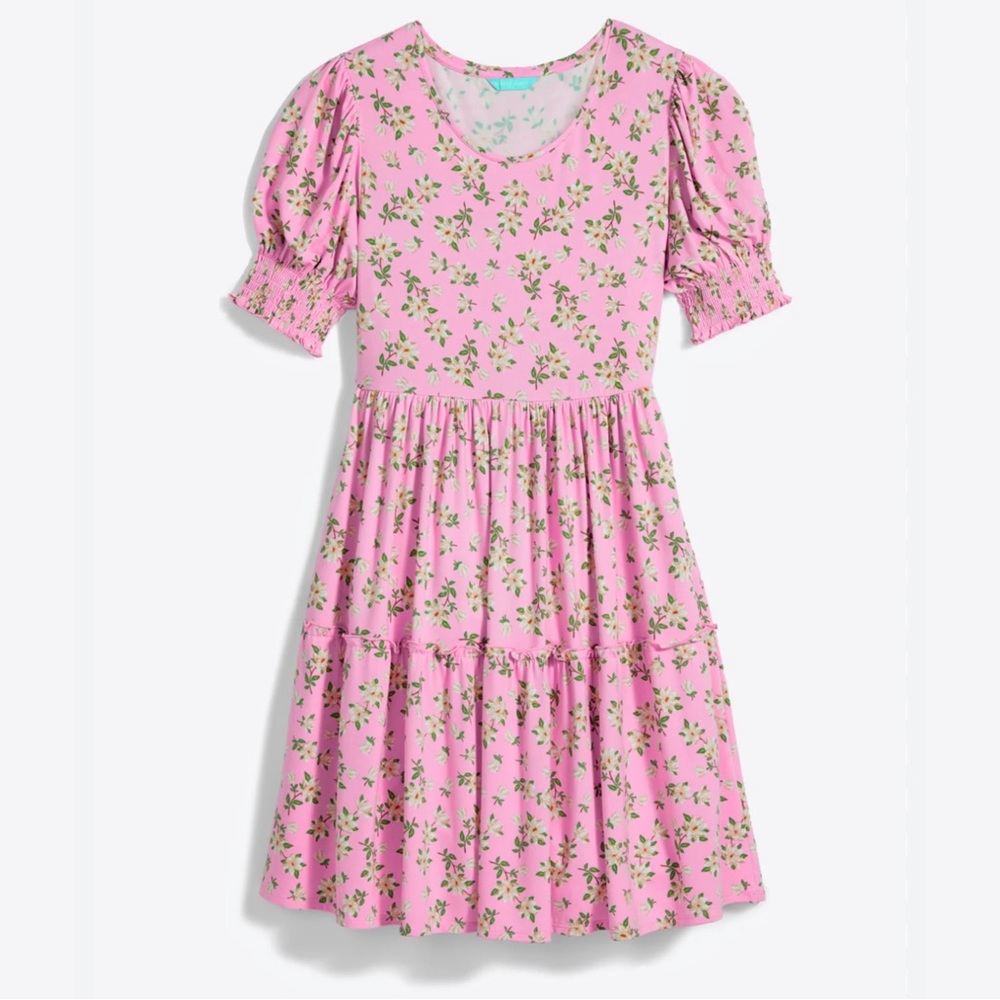 draper james lee ann floral smocked pink dress